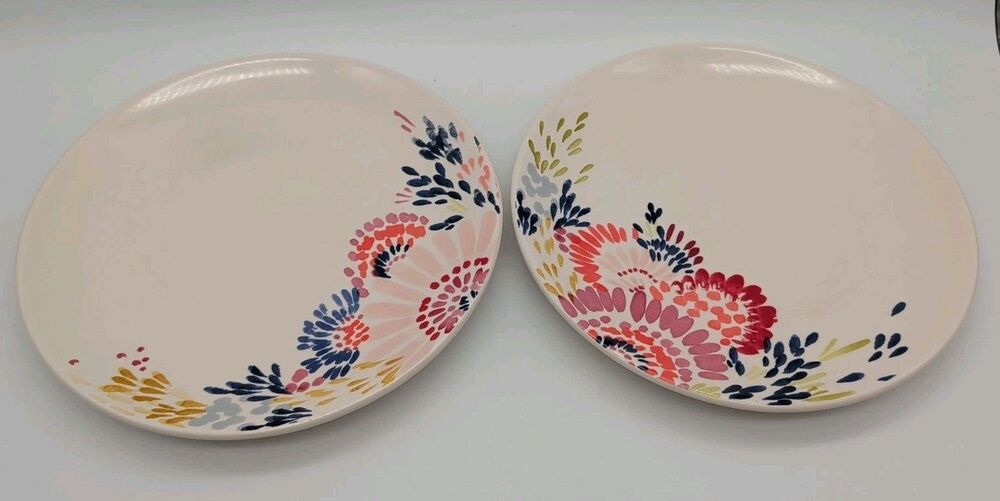 Crate & Barrel Kelly Ventura Zinnia Blooms Salad Plates Set Of 2